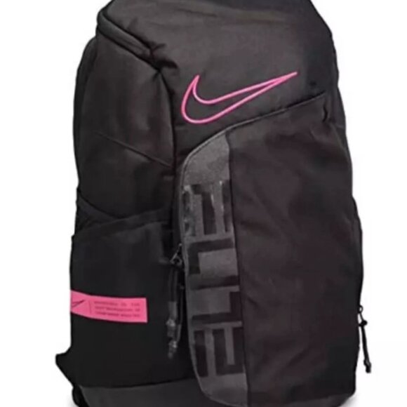 NEW! Nike Elite Pro Hoops Olympic 32L FIGHT CANCER Backpack Black And Pink - Picture 1 of 12